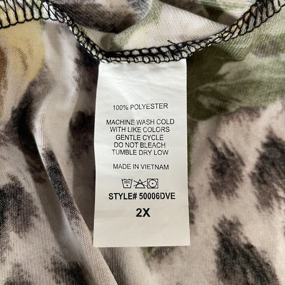 Plus Size Floral Leopard Print Midi Dress Lounge Casual Fall Coquette Softcore - Picture 9 of 9